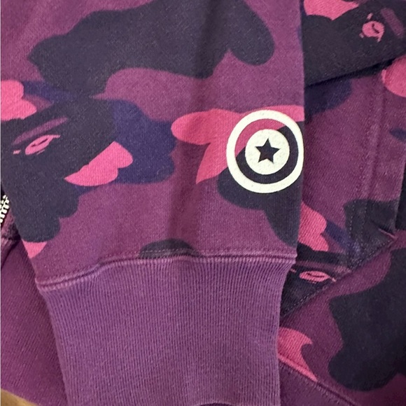 Bathing Ape Purple Camo WGM Shark Hoodie Zip Up Large - Picture 6 of 12